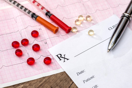 empty recipe pill syringe cardigram penの写真素材