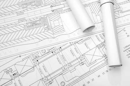 Some technical drawing, machine parts.の写真素材