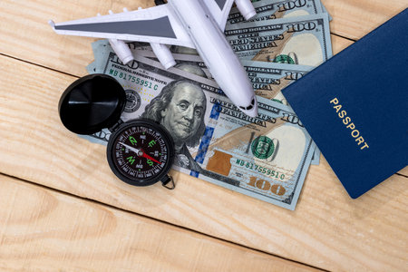 Preparing for a travel document money conceptの写真素材