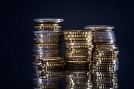 euro coin isolated on black, close up