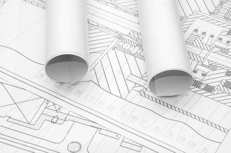 Some technical drawing, machine parts.の写真素材