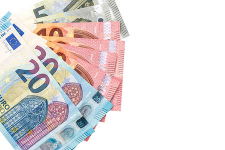 Isolated on a white background euro banknotes