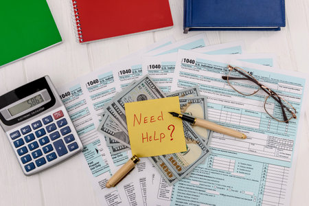 1040 form with dollars and need help text at table