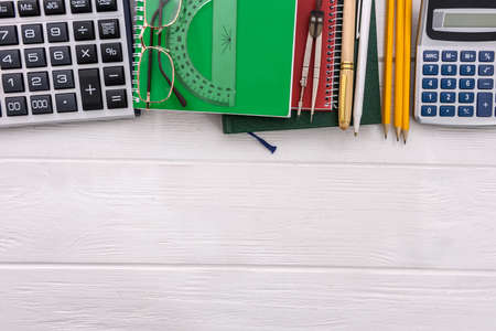 Tools for studying on table close up