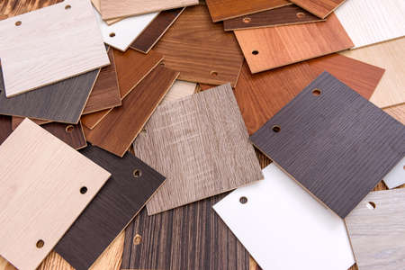 Different brown textured wooden samplers close upの写真素材