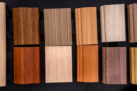 Wooden sampler on dark background close upの写真素材