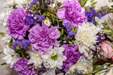 Colorful flower bouquet close up. Flowers as present conceptの写真素材
