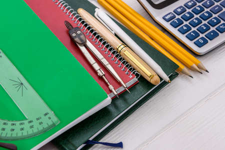 Tools for studying on table close up