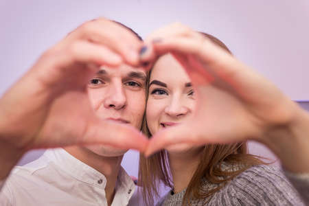 St. Valentine's day. Boyfriend making surprise to his girl in loveの写真素材