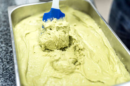 pistachio paste macro detailed texture.Blurred image. Components for cooking