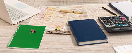 Australian tax declaration and pen on wooden table