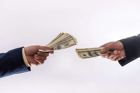 transfer money dollars in the hands isolated. finance concept