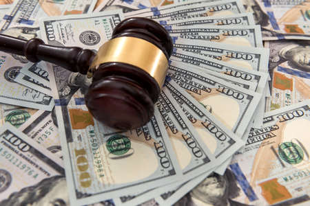 Gavel judge on us money dollars banknotes.law concept