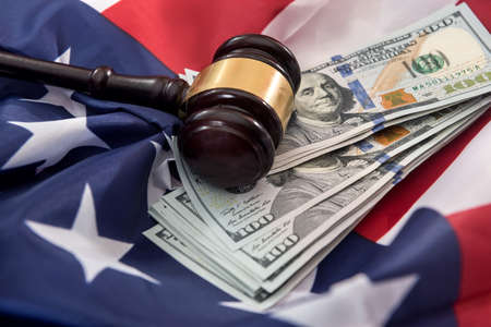 national flag of USA and dollar bills. business and finance concept