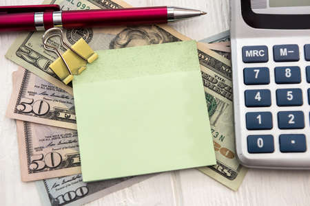 financial concept. dollar and empty notepad. cashの写真素材