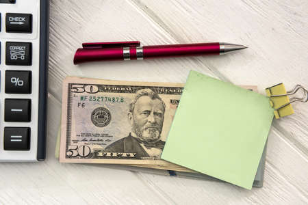 dollar and empty sticker memo for your text. moneyの写真素材