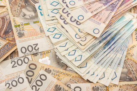 Polish currency 20 50 200 PLN. business and financial concept.