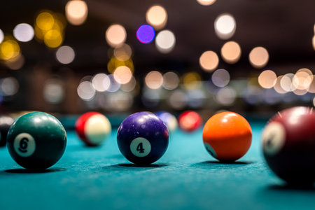 Set of billiard balls on the table. Snooker or poolの写真素材