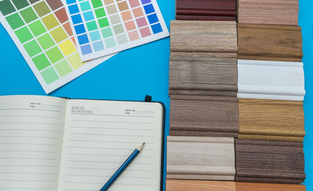 design item paper vinyl color sapmler isolated. copyspace.の写真素材