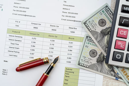 Paper chart diagram report with dollar bills. business documents. market price