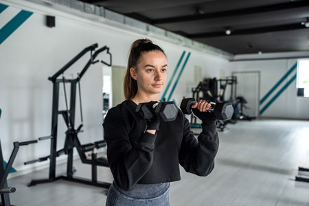 beautiful girl came to the gym to lose weight and improve her figure. sport. client in the gymの写真素材