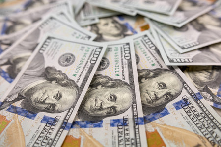 rich concept background of 100 us dollar banknotes, finance concept