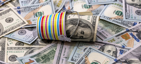 American different paper dollar banknotes as wallpaper finance background. Business conceptの写真素材