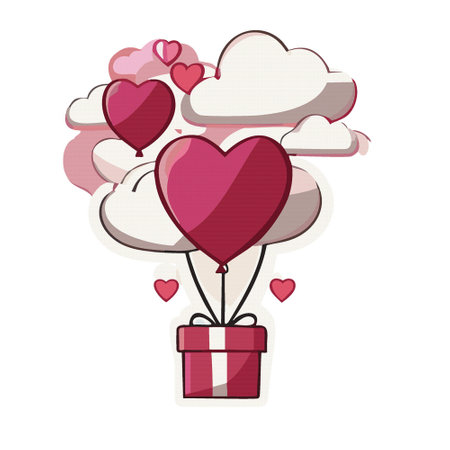 Happy Valentine's Day with gift box and  flying red heart, greeting card background. Vectorのイラスト素材