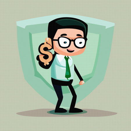 Cartoon business man hold dollar sign in hand  vector illustration 10 epsのイラスト素材