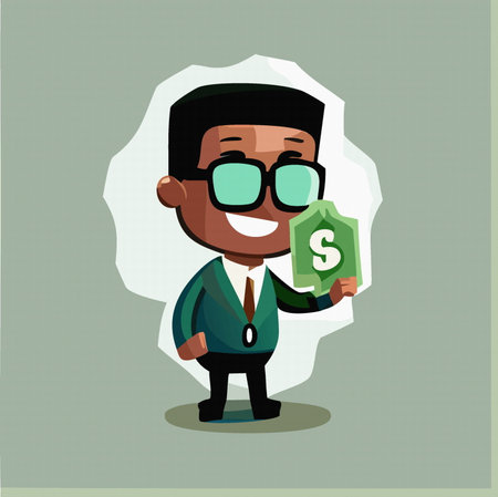 Cartoon business man hold dollar sign in hand  vector illustration 10 epsのイラスト素材