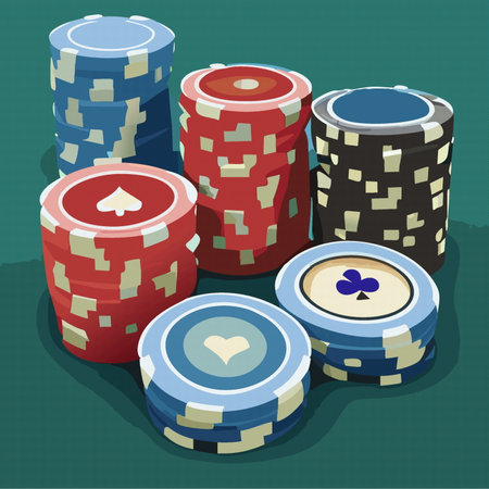 cartoon stack casino chips for poker game. illustration vector 10 epsのイラスト素材