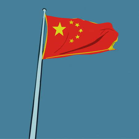 Republic of China flag waving vector illustration on blue backgroundのイラスト素材