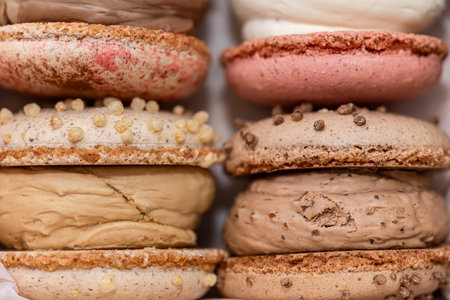 French cake sweet macaroons in box, sweet and colorful dessert. Bakery conceptの写真素材