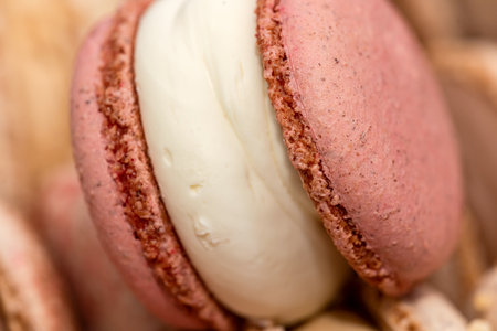 French cake sweet macaroons in box, sweet and colorful dessert. Bakery conceptの写真素材
