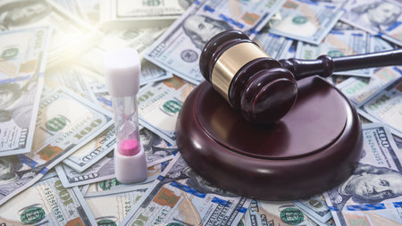 Law concept gavel and dollar money. Judgement and bribe themeの写真素材