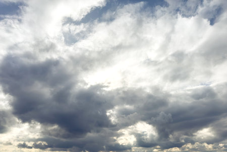 Beautiful sky with colorful clouds without birds, natureの写真素材