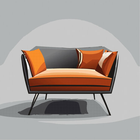 vector gray colorful cartoon sofa, modern couch illustration 10 epsのイラスト素材