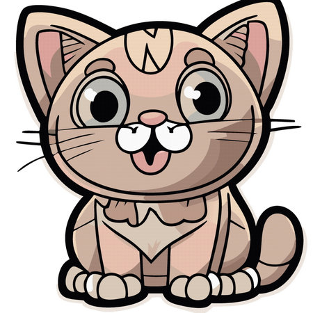 cartoon cute animal happy cat kitten vector illustration isolated 10 epsのイラスト素材