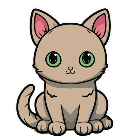cartoon cute animal happy cat kitten vector illustration isolated 10 epsのイラスト素材