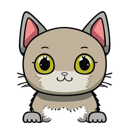 cartoon cute animal happy cat kitten vector illustration isolated 10 epsのイラスト素材