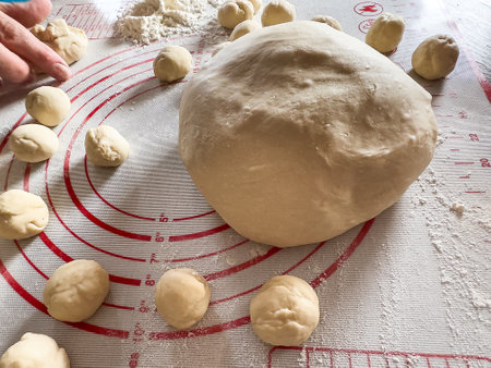 many small balls for dumplings, roll it for making vareniki. Uncook raw foodの写真素材