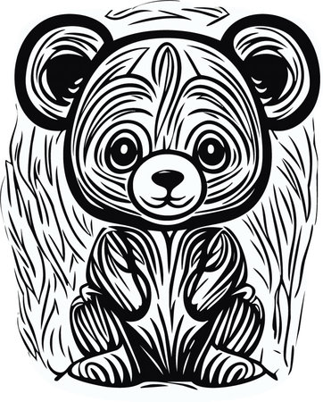 small bear vector black and white lines for coloring page. Outline illustration aのイラスト素材