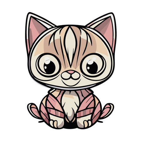 cartoon cute animal happy cat kitten vector illustration isolated 10 epsのイラスト素材