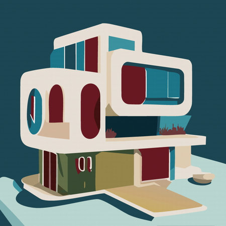 cottage, modern residence family house cartoon illustration. 10 epsのイラスト素材