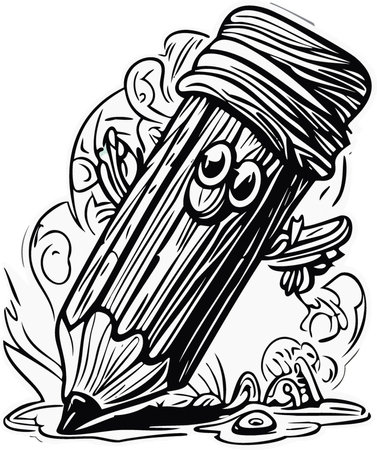 Book and pen vector . Contour back to school educational clipart. Outline illustration black white aのイラスト素材