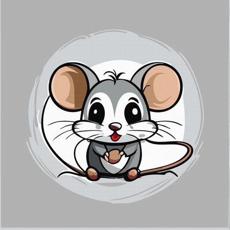 Cartoon cute happy little mouse animal vector illustration 10 epsのイラスト素材