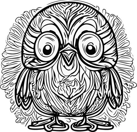 Cartoon bird black and white. Vector illustration for coloring Page for Kidsのイラスト素材