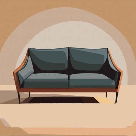 vector gray colorful cartoon sofa, modern couch illustration 10 epsのイラスト素材