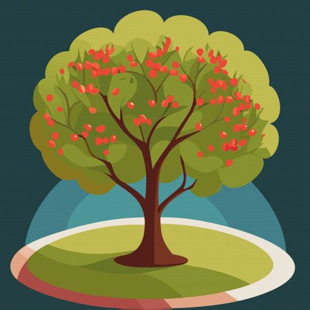 Green Apple tree vector 10 eps illustration. Fruit treeのイラスト素材