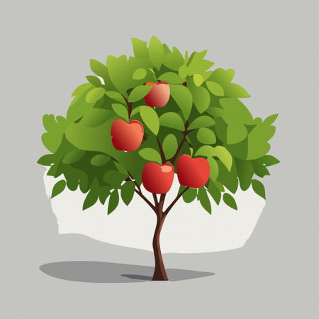 Green apple tree on grey background, vector 10 eps. Concept of fresh fruits aのイラスト素材